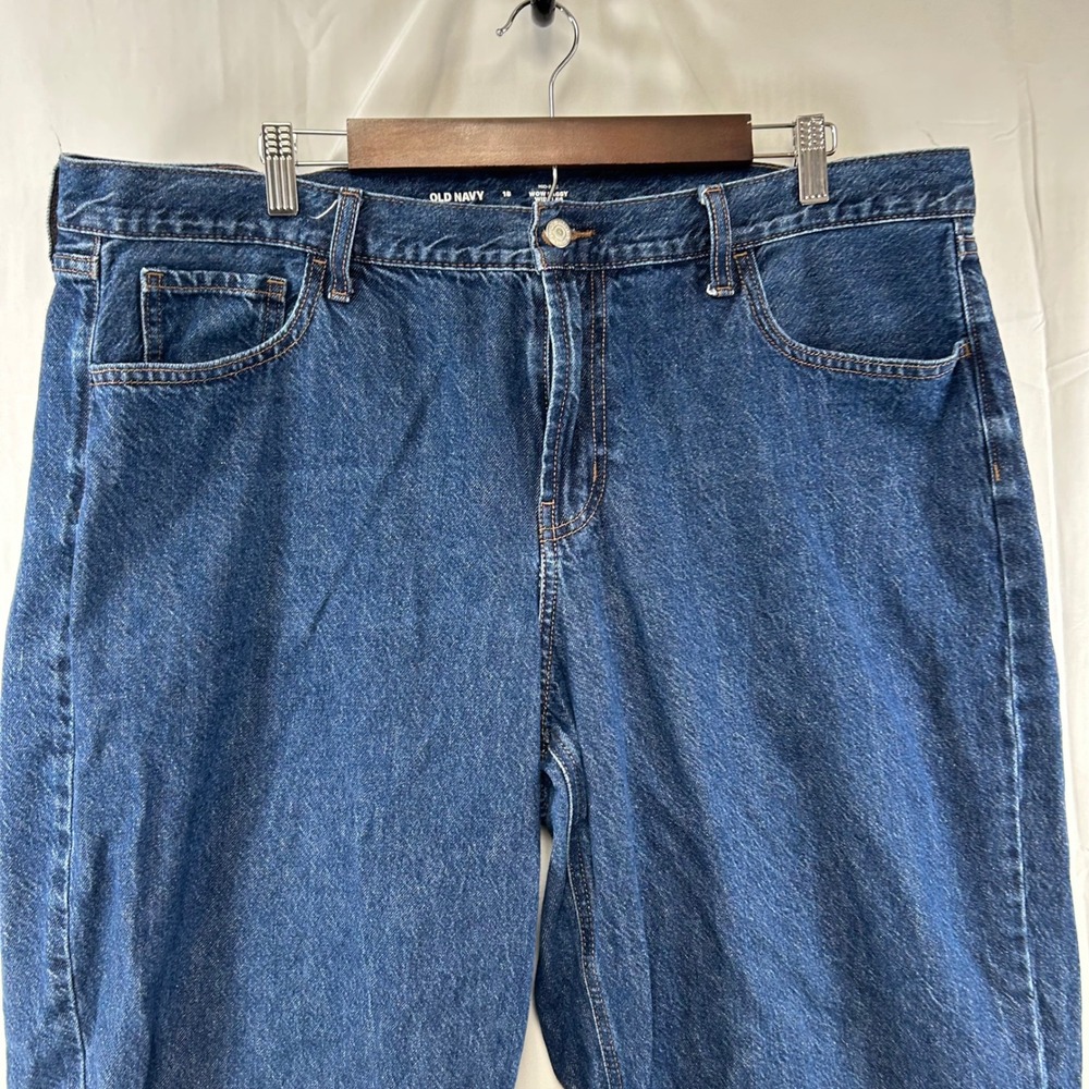 Old Navy Wow Baggy Wide Leg Jeans Women 18 Dark Wash Mid Rise Denim - Picture 2 of 13